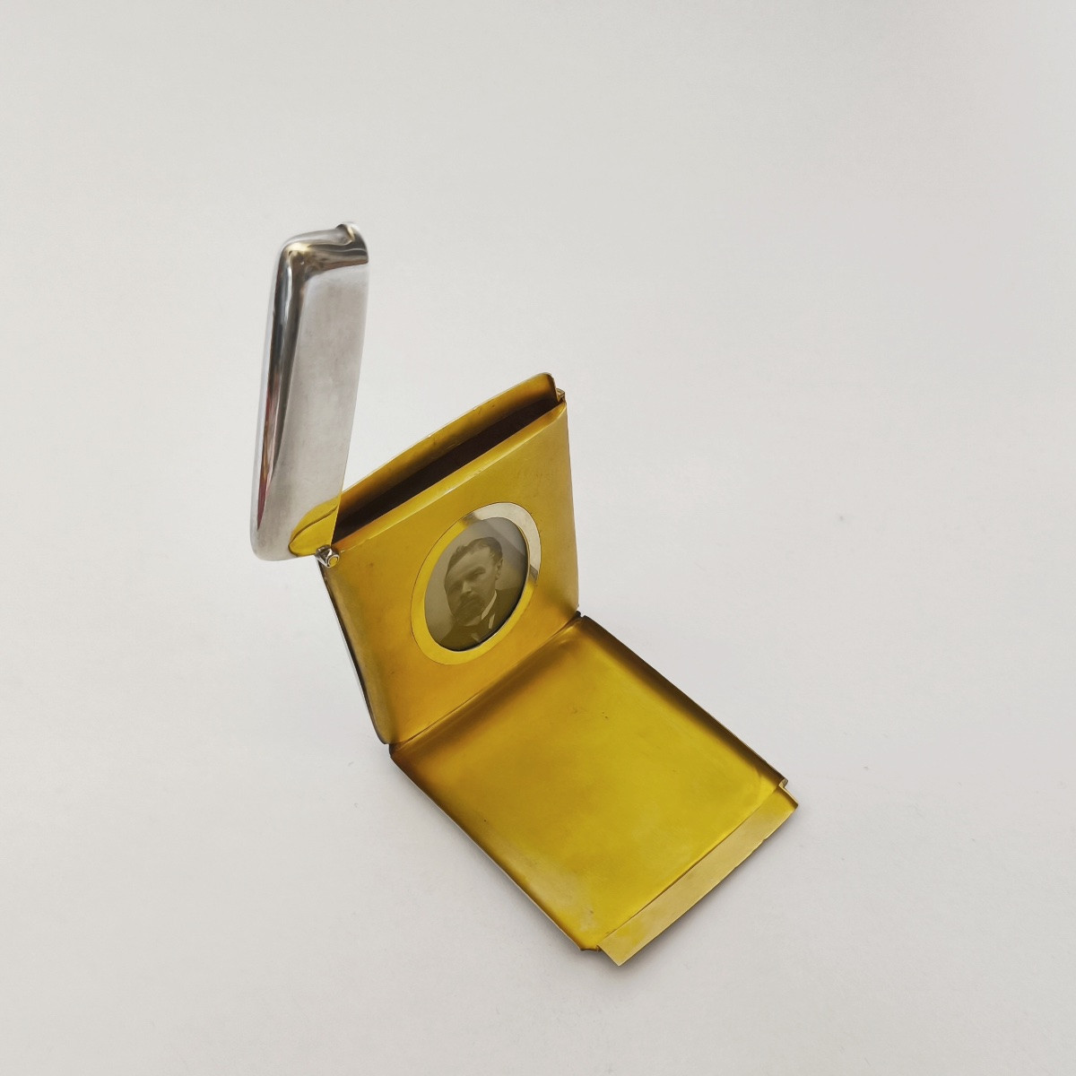 Etui à carte de visite / cigarettes  Argent Massif & Vermeil avec compartiment photo Secret. UK-photo-8