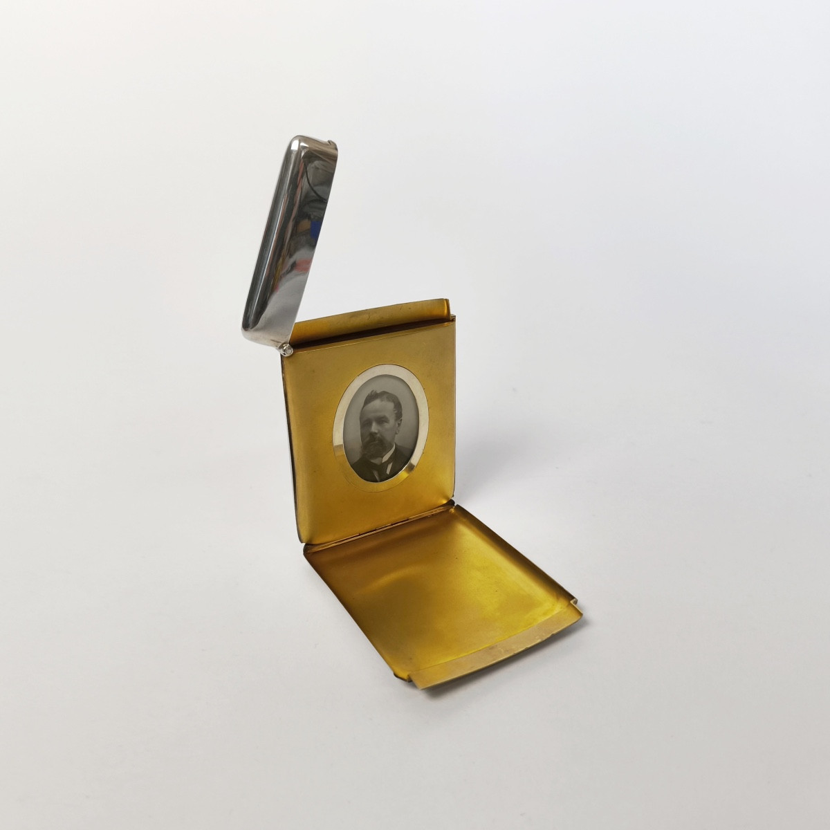 Etui à carte de visite / cigarettes  Argent Massif & Vermeil avec compartiment photo Secret. UK