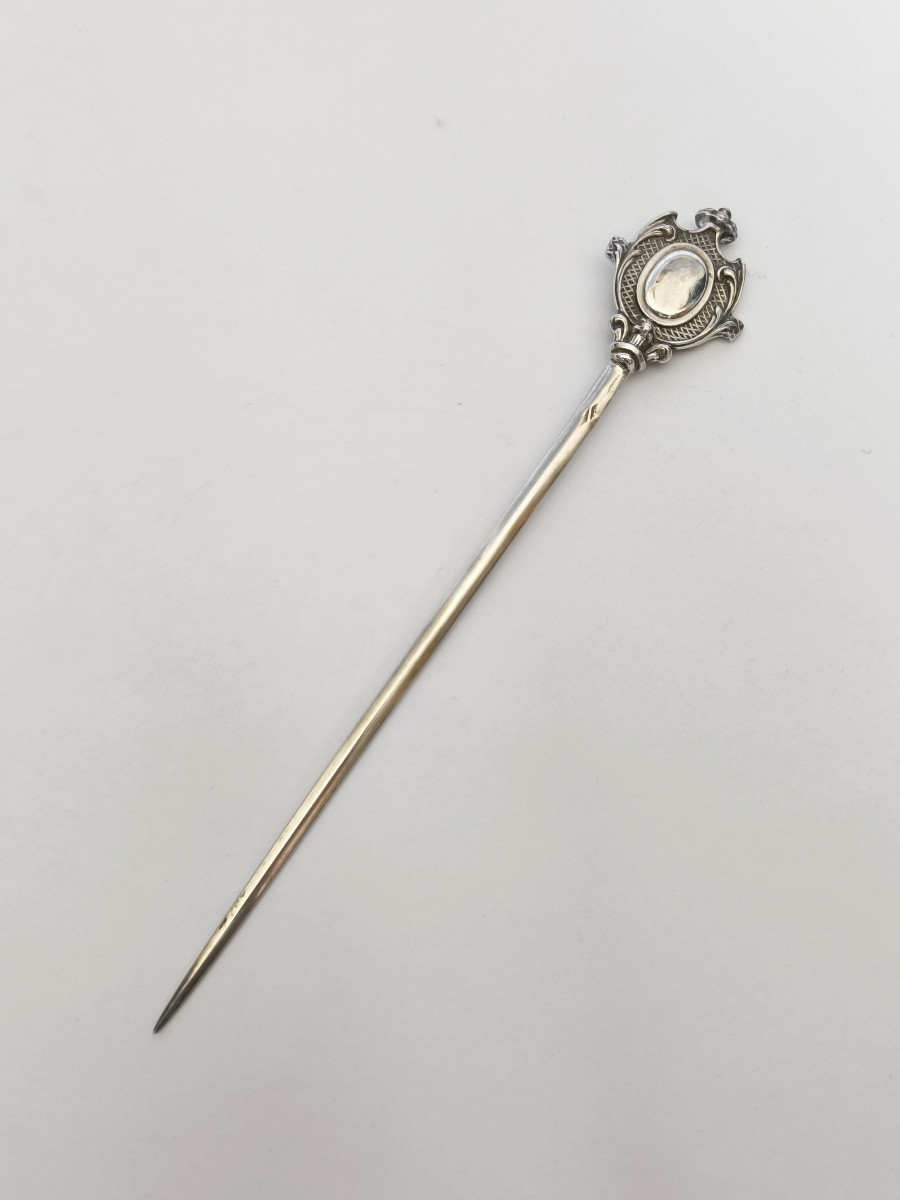 Grand hâtelet cynégétique argent massif, décor de chien de chasse. XIXe siècle. Louis Philippe-photo-4