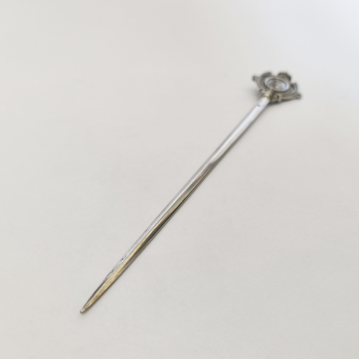 Grand hâtelet cynégétique argent massif, décor de chien de chasse. XIXe siècle. Louis Philippe-photo-2