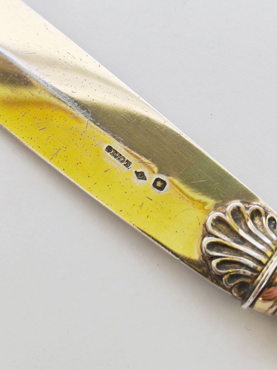Odiot: Large Paper Cutter/letter Opener Made Of Solid Silver And Vermeil. Late 19th Century. -photo-4