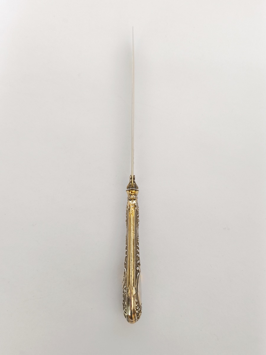 Odiot: Large Paper Cutter/letter Opener Made Of Solid Silver And Vermeil. Late 19th Century. -photo-7
