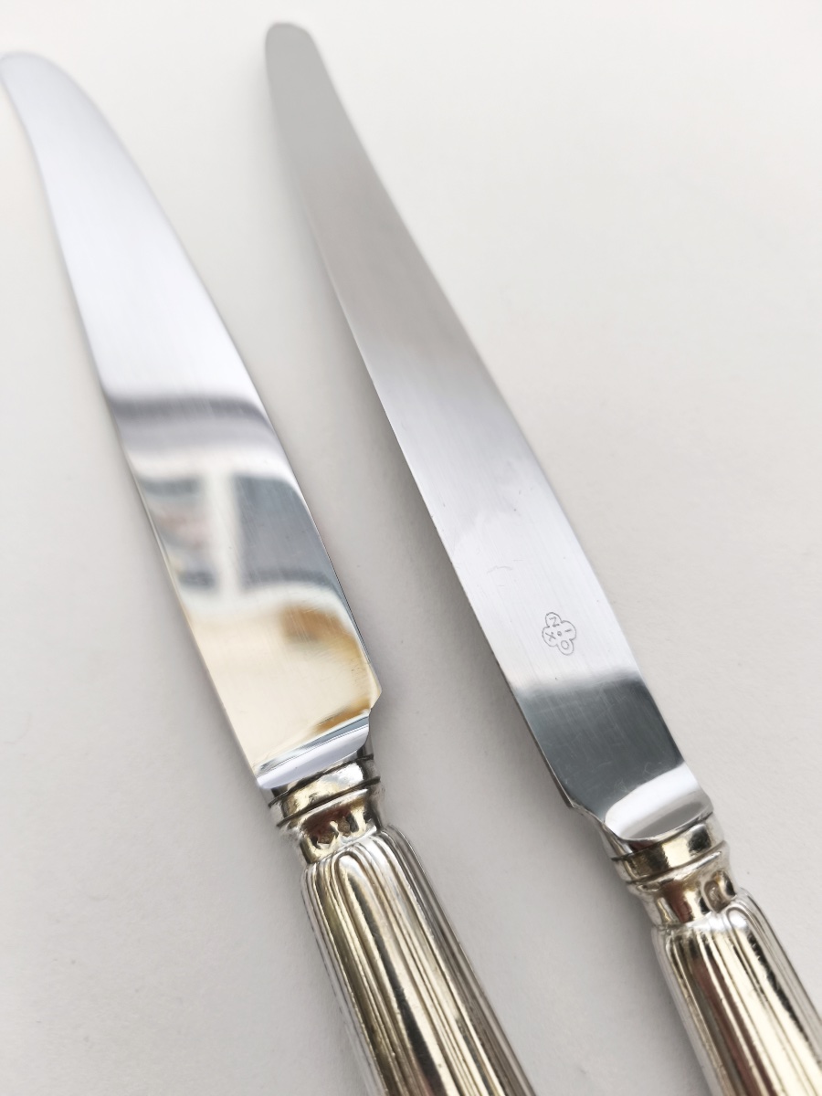 Christofle X Cardeilhac: Twelve Solid Silver And Stainless Steel Table Knives; Sceaux Model-photo-3