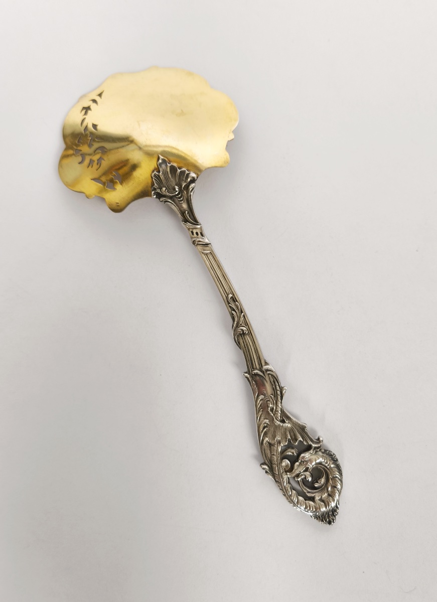 Veyrat: Solid Silver And Vermeil Snow Shovel, Decorated With A Chimera-dragon Motif. Late 19th Century-photo-4