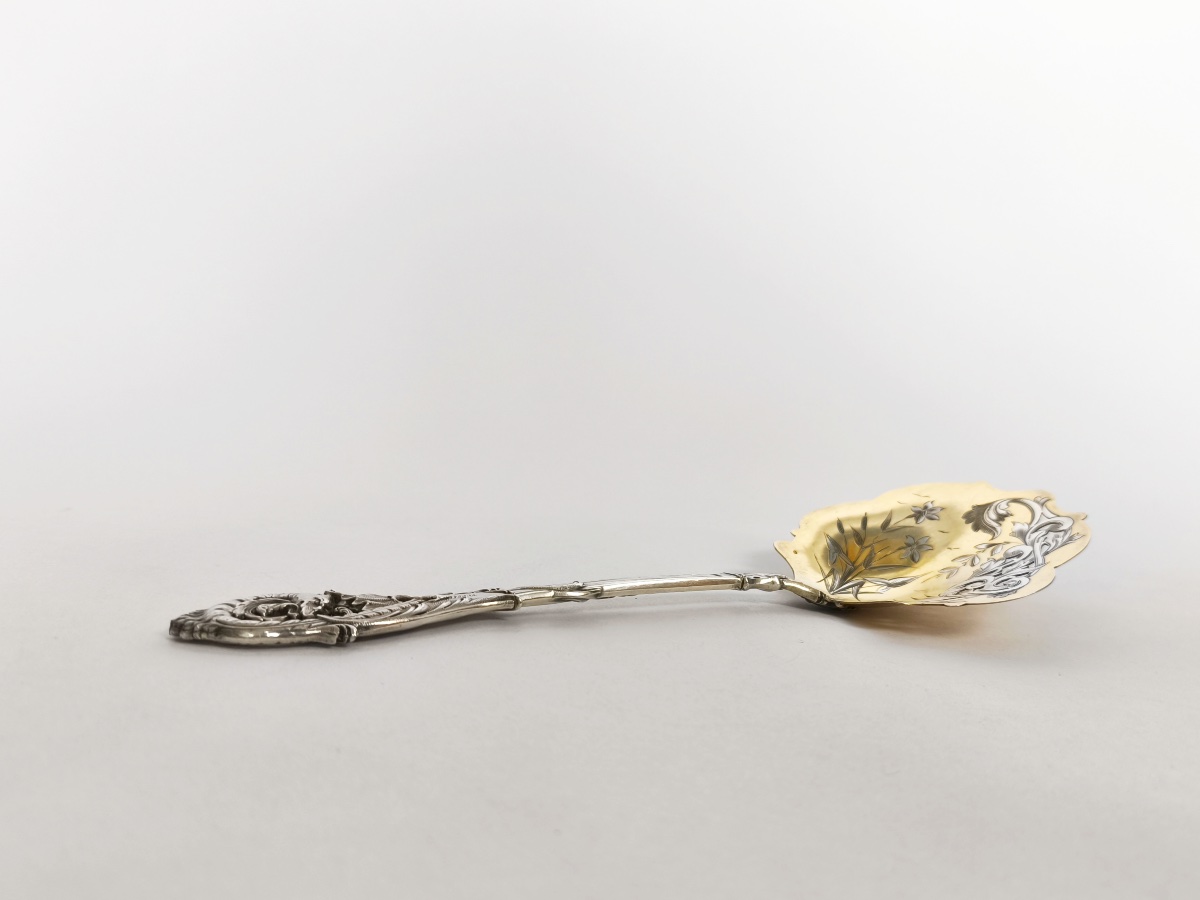 Veyrat: Solid Silver And Vermeil Snow Shovel, Decorated With A Chimera-dragon Motif. Late 19th Century-photo-4