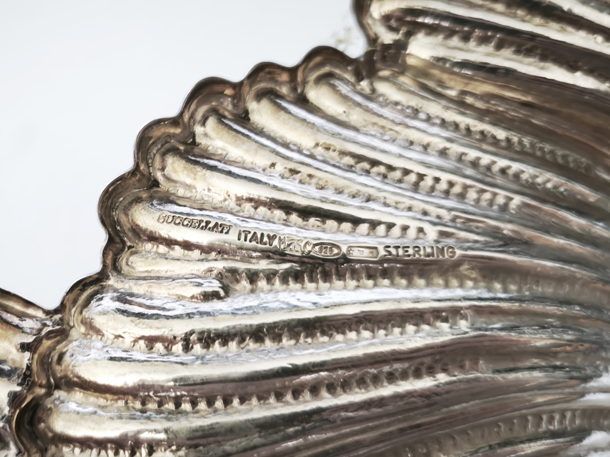 Buccellati : centre de table formant plat, modèle marina coquillage, en argent massif. Italie-photo-3
