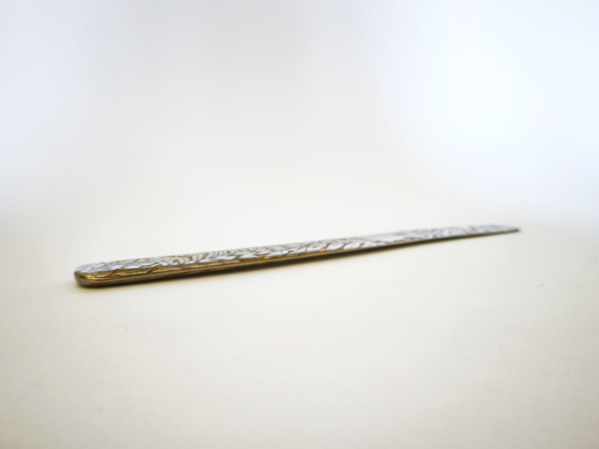 Large Naturalistic Paper Cutter / Letter Opener - Art Nouveau, Silver- And Gold-plated Metal, 19th–20th Centuries-photo-4