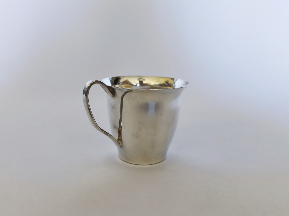 Timbale d’enfant / de baptême / de naissance en argent massif à décor d’ourson. Argent sterling-photo-2