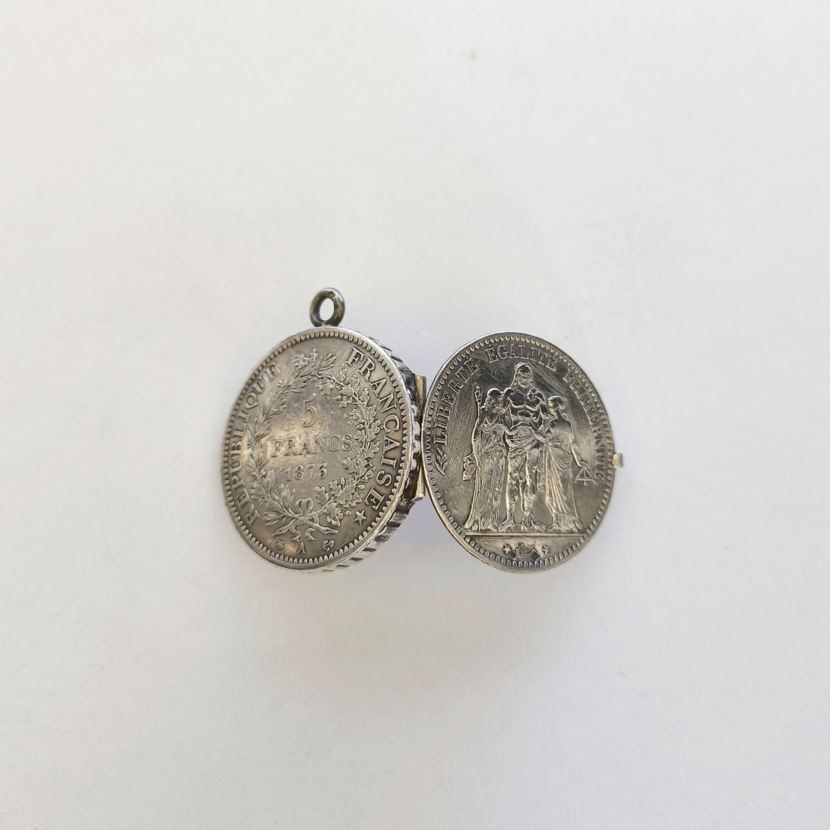 5-franc Hercules: Photo Pendant / Solid Silver Box. -photo-4