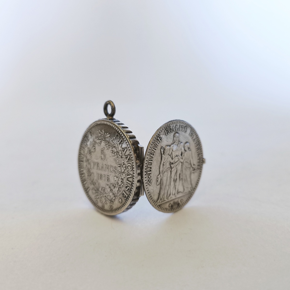 5-franc Hercules: Photo Pendant / Solid Silver Box. 