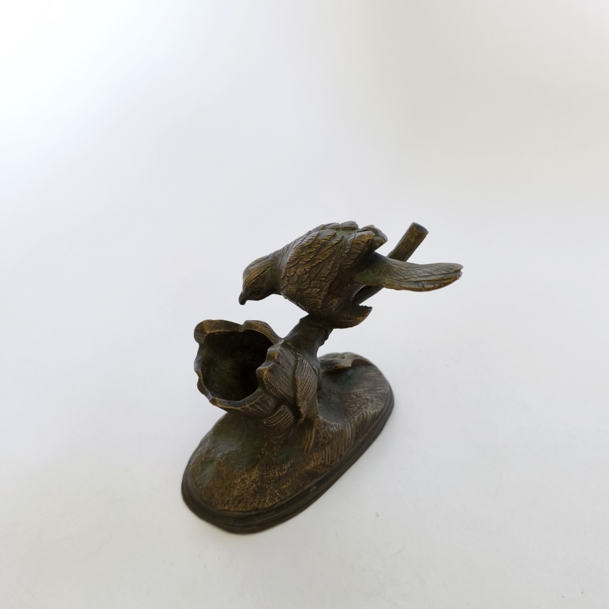 A 19th-century Bronze Pyroge With A Design Of A Bird On A Branch. 