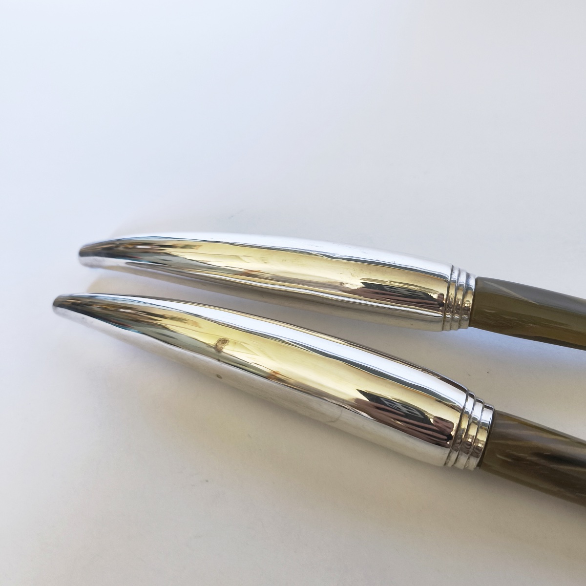 Very Large Salad Server Set Made Of Silver-plated Metal And Horn. 21st-century Piece. Italy? -photo-1