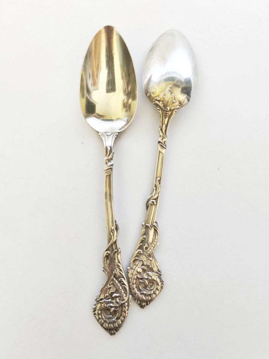 Veyrat: Six Solid Silver Spoons, Decorated With A Chimera And A Neo-gothic Dragon. Late 19th Century-photo-1