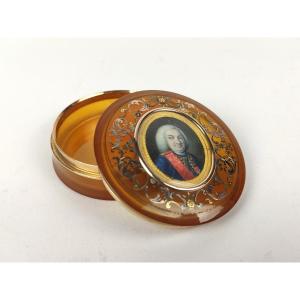 Box With Military Miniature Portrait Grand Cross Order Of St Louis XVIIIth, Tortoiseshell & Gold XIXth