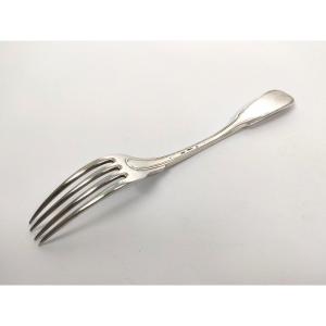 Exceptional Stew Fork In Sterling Silver From The 18th Century! 18th Century Service Cutlery