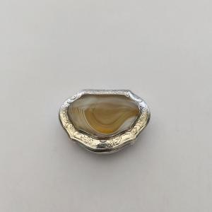  Tabatière En Argent Et Agate, Angleterre, XVIIIe Siècle. Royaume Uni. George II Era.