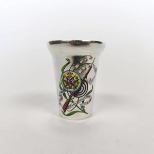 Enameled Sterling Silver Cup, Italian Shooting Prize, Early 20th Century. Art Nouveau. 