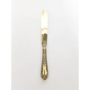 Odiot : grand coupe papier / ouvre lettre en argent massif et vermeil. Fin du XIXe siècle.