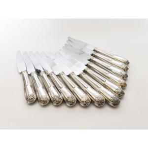 Christofle X Cardeilhac: Twelve Solid Silver And Stainless Steel Table Knives; Sceaux Model