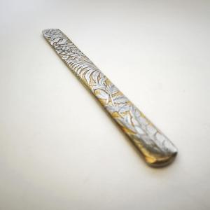 Grand coupe papier / ouvre lettres naturaliste - Art Nouveau en métal argenté & doré XIXe - XXe