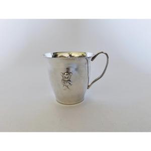 Timbale d’enfant / de baptême / de naissance en argent massif à décor d’ourson. Argent sterling