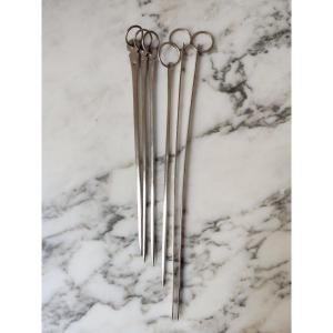 Berthier: Lot Of 6 Skewer Spikes / Hedgelets In Sterling Silver, Second Empire & Other. Peaks