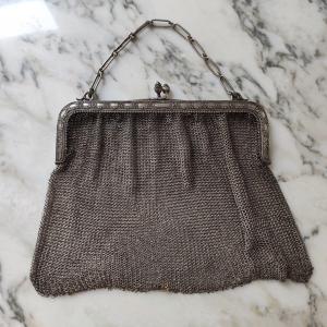 "cote De Maille" Evening Bag In Sterling Silver, Late Nineteenth Century.