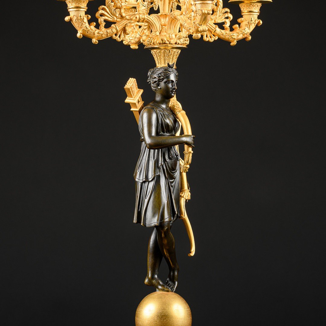 Model By Pierre - Philippe Thomire - Pair Of Large Empire Candelabra “ Apollo & Diana ”-photo-4
