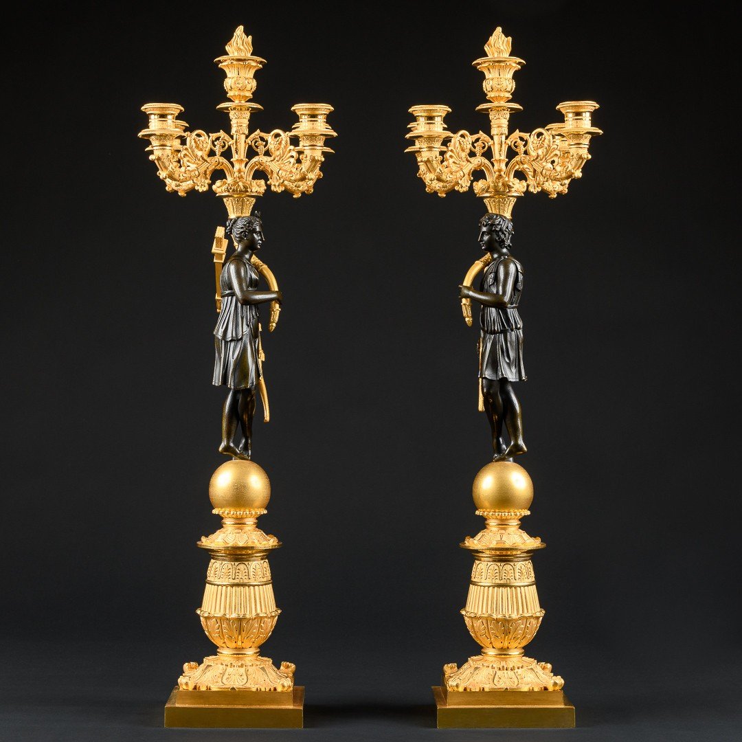 Model By Pierre - Philippe Thomire - Pair Of Large Empire Candelabra “ Apollo & Diana ”-photo-6