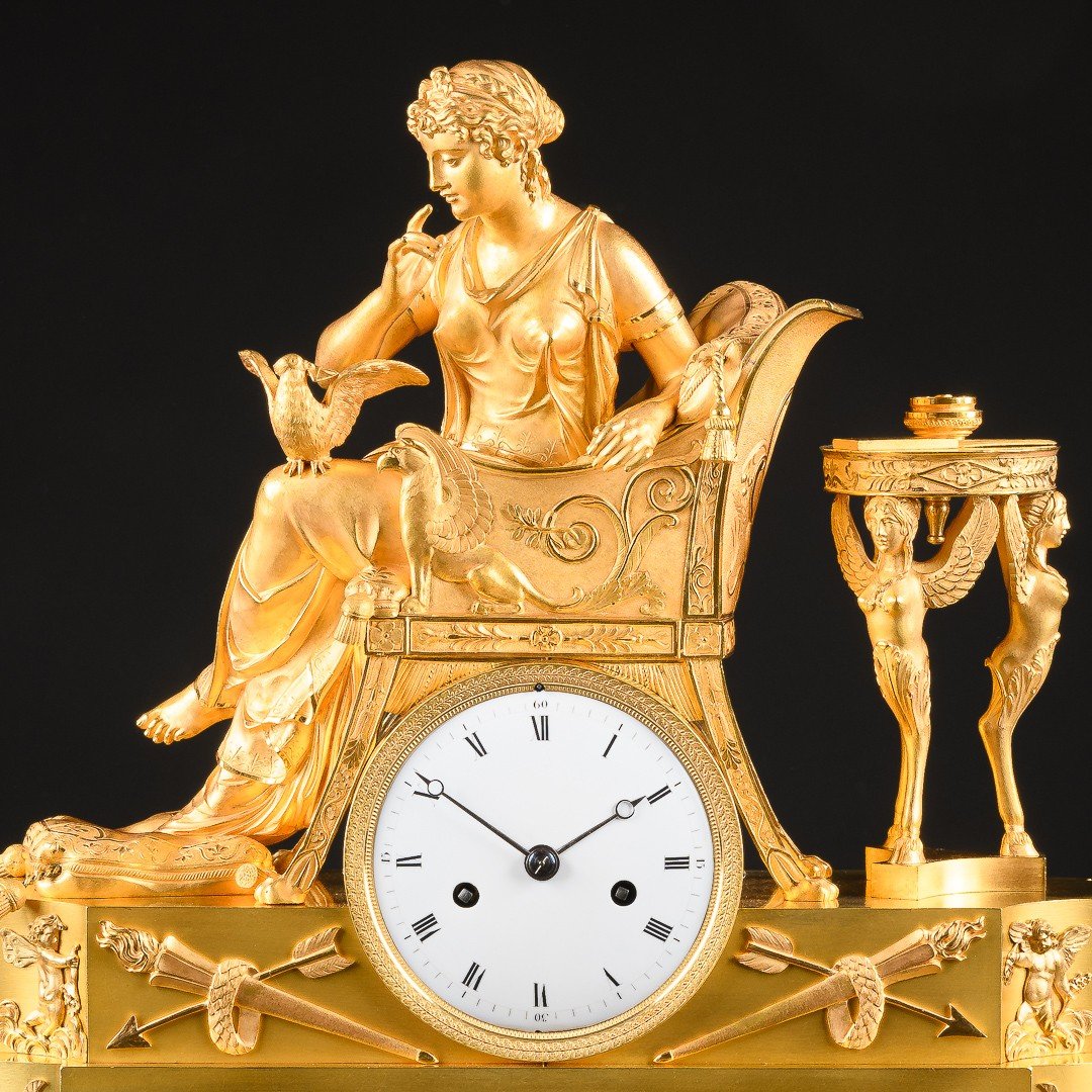 François - Louis Savart (1780-1828) - Fabuleuse Pendule Empire “ La Lettre D’amour ”-photo-2