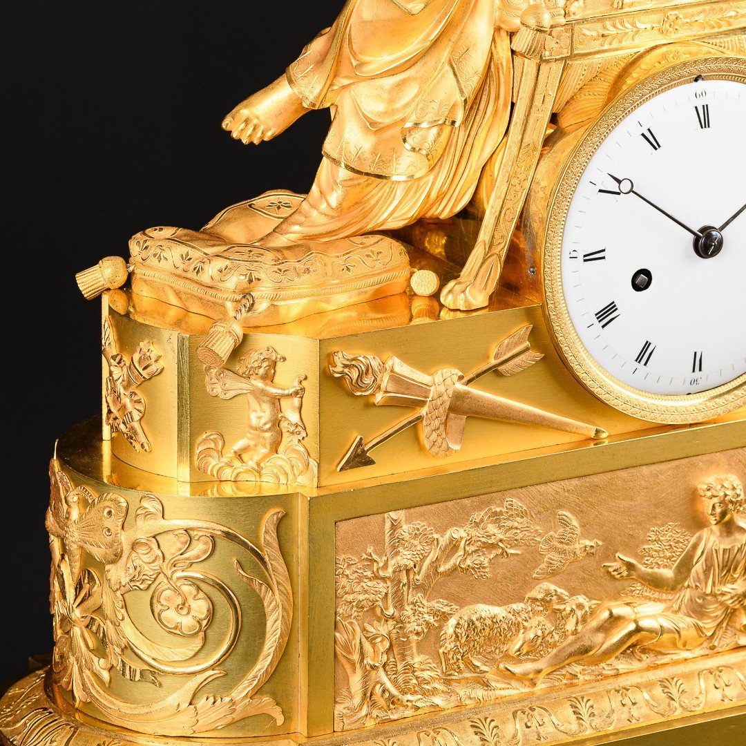 François - Louis Savart (1780-1828) - Fabuleuse Pendule Empire “ La Lettre D’amour ”-photo-3