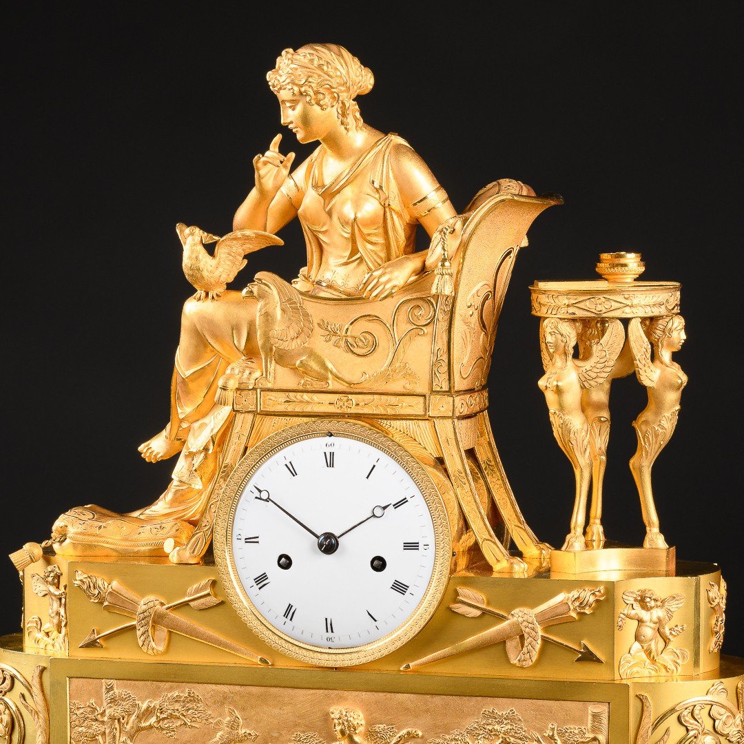 François - Louis Savart (1780-1828) - Fabuleuse Pendule Empire “ La Lettre D’amour ”-photo-5