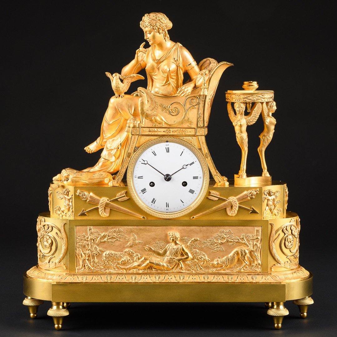 François - Louis Savart (1780-1828) - Fabuleuse Pendule Empire “ La Lettre D’amour ”