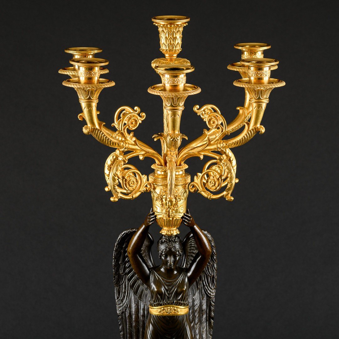 Pierre - Philippe Thomire - Important Large Pair Of Empire Period Candelabra - H 86 Cm-photo-4