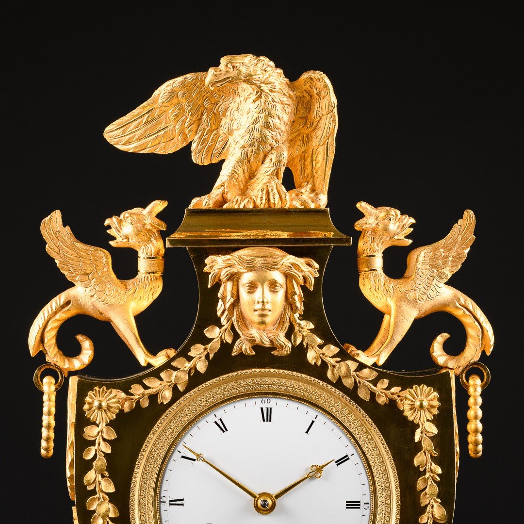 Magnificent Empire Period Clock In The Shape Of A Coat Of Arms -photo-3