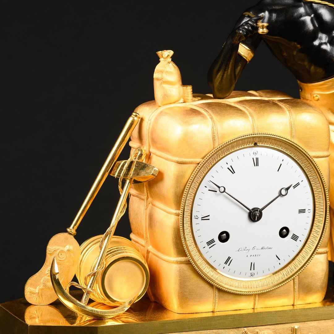 Extraordinary Empire Mantel Clock “le Matelot” After Design By Pierre Mathieu Augustin Michel -photo-3