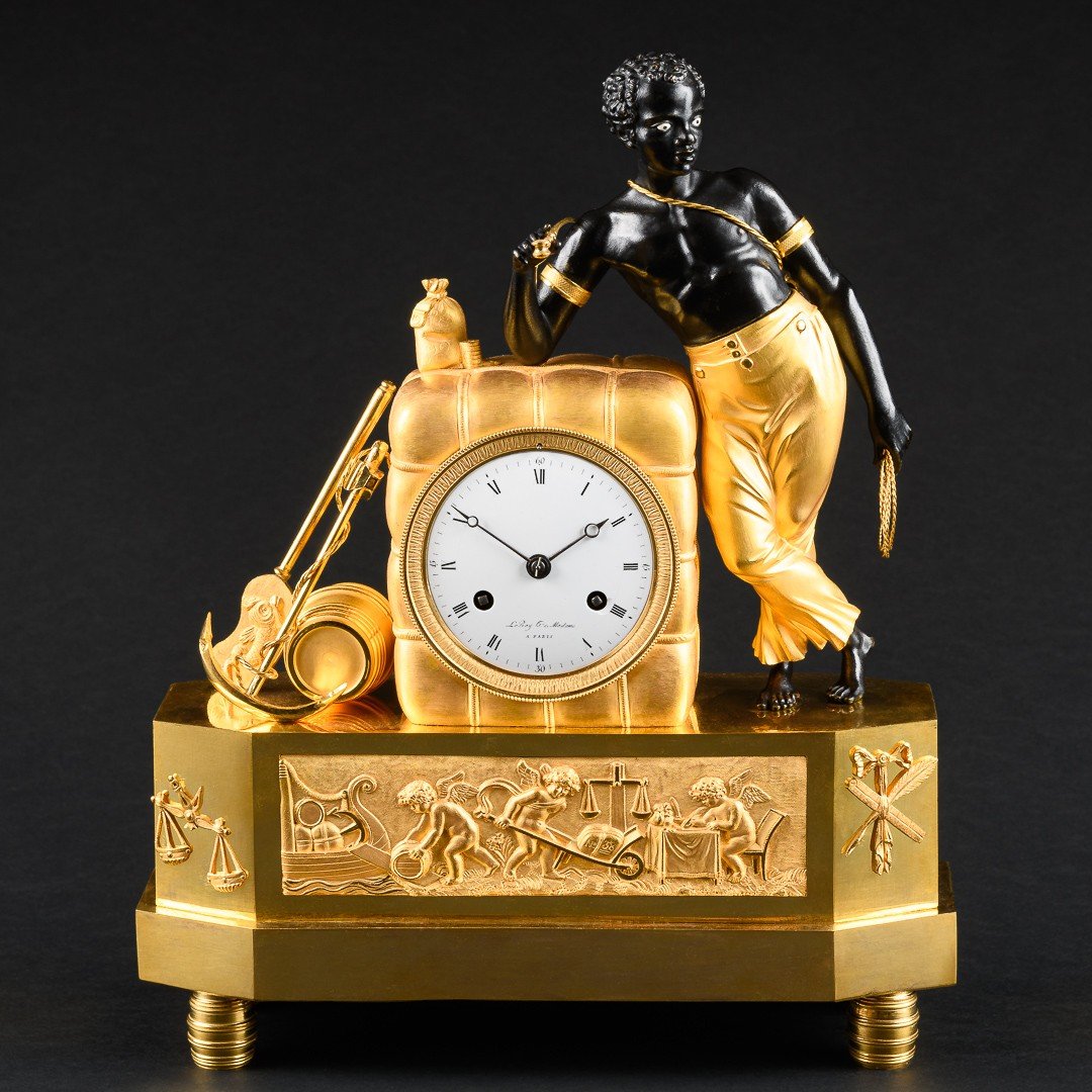 Extraordinary Empire Mantel Clock “le Matelot” After Design By Pierre Mathieu Augustin Michel 