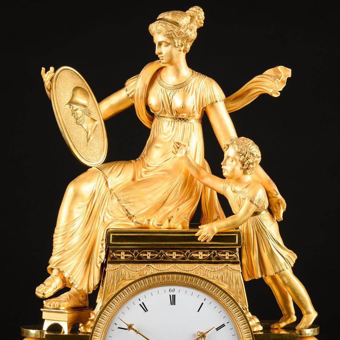 Signed Claude Galle - Superb Empire Clock “ Tekmessa And Eurysakes ”-photo-2