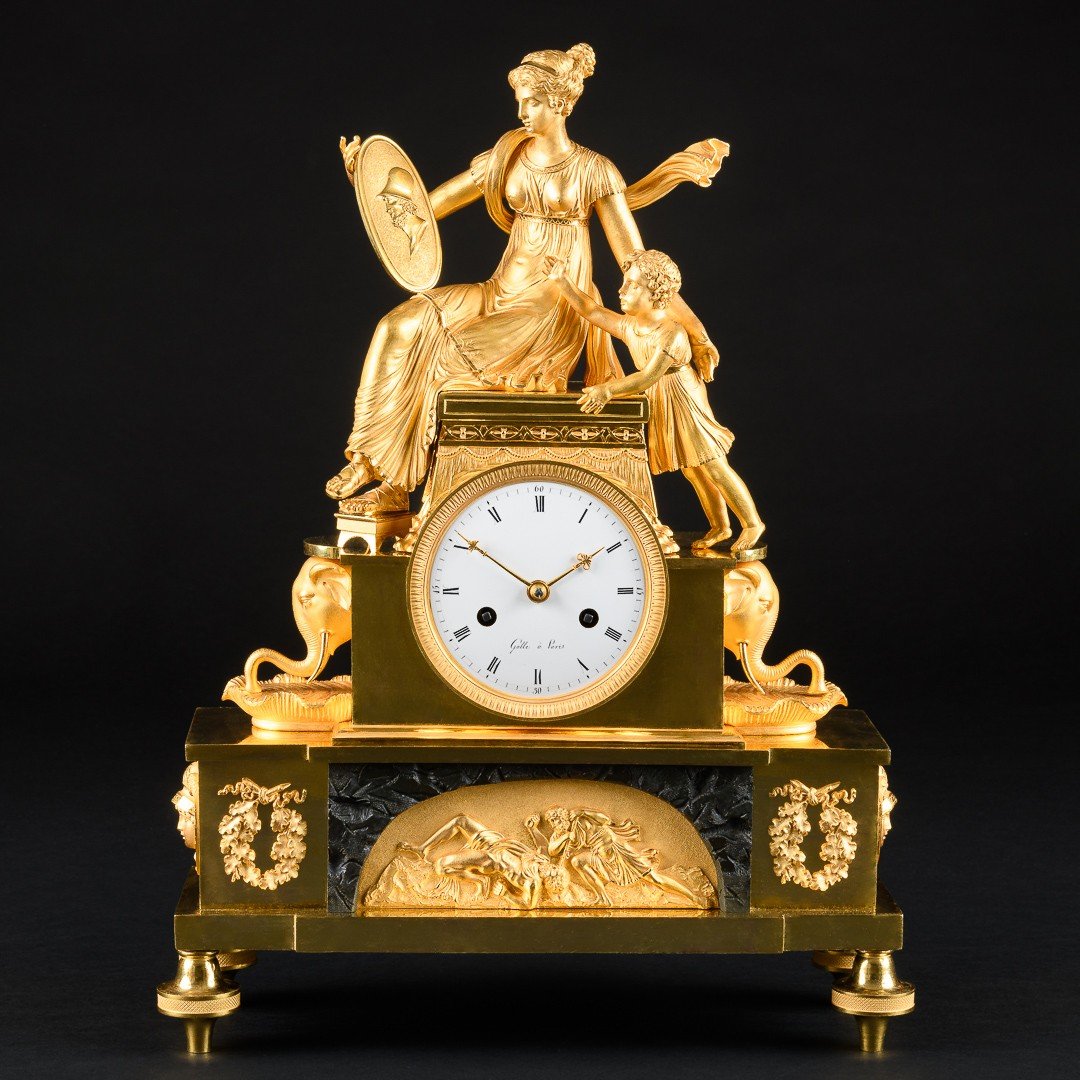 Signed Claude Galle - Superb Empire Clock “ Tekmessa And Eurysakes ”