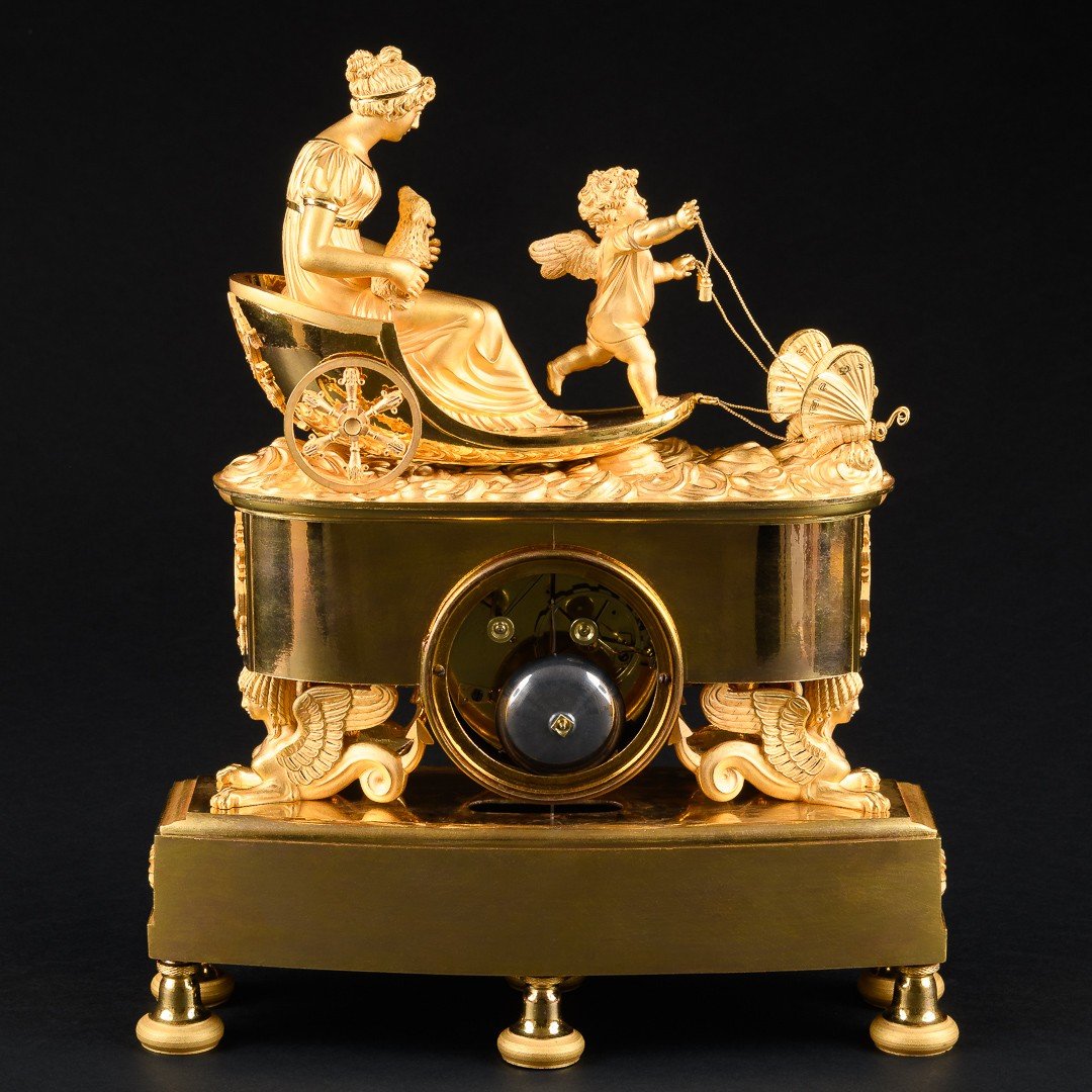 Alluring Empire Chariot Clock “ Eros And Psyche ” Drawn By Butterflies-photo-8