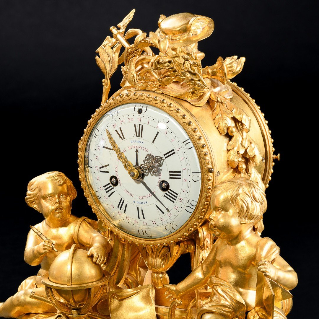 Balthazar Lieutaud (1720-1780) - Very Rare Louis XVI Period Mantel Clock “ Allegory Of Science ”-photo-6