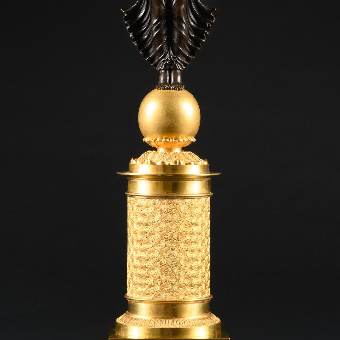 Pierre - Philippe Thomire - Spectaculaire Paire De Candélabres Empire Avec Victoires  -photo-6