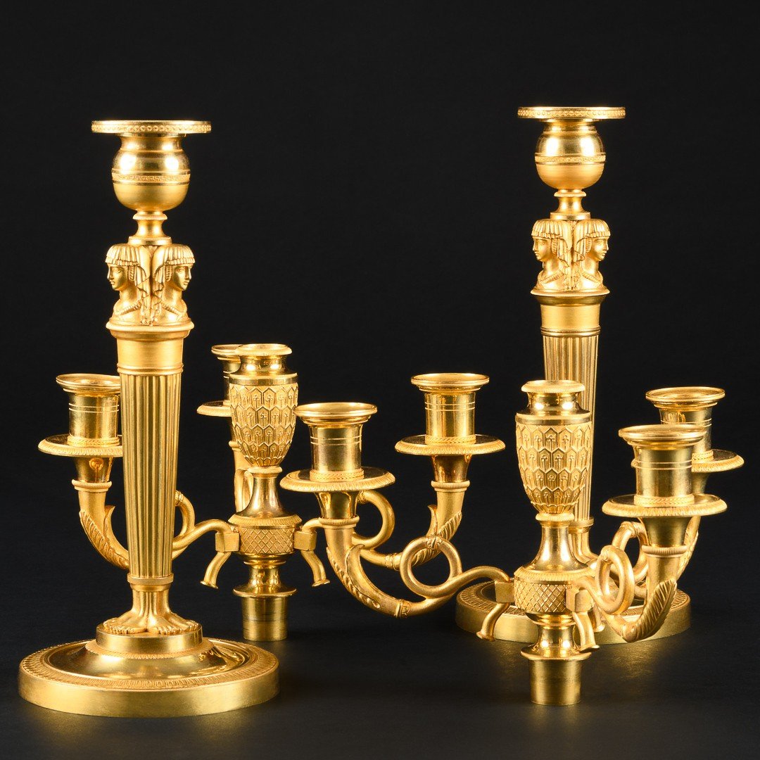 Claude Galle - Pair Of Empire Candelabra “ Retour D’egypte ” - Circa 1805-photo-2