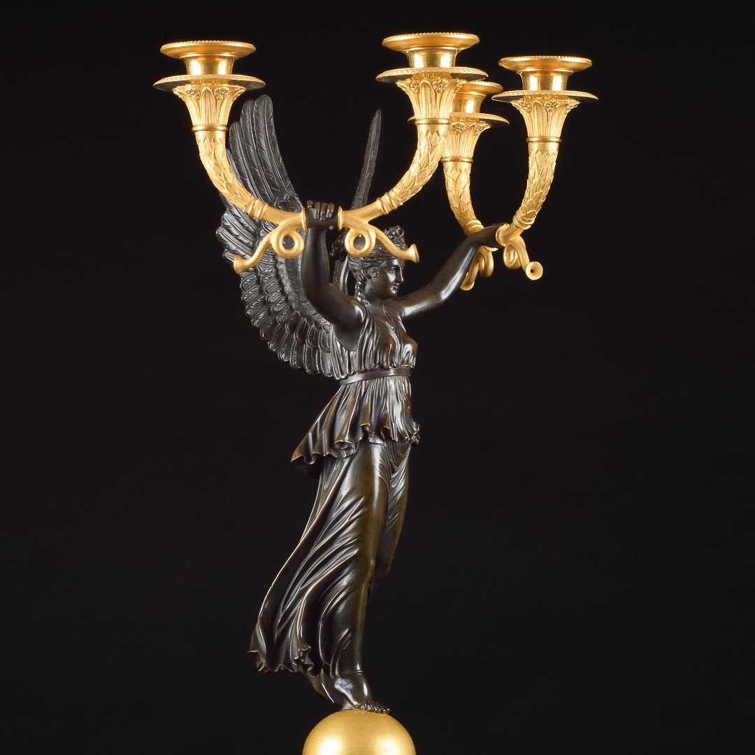 Claude François Rabiat - Large Pair Of Empire Candelabra With Victories-photo-3