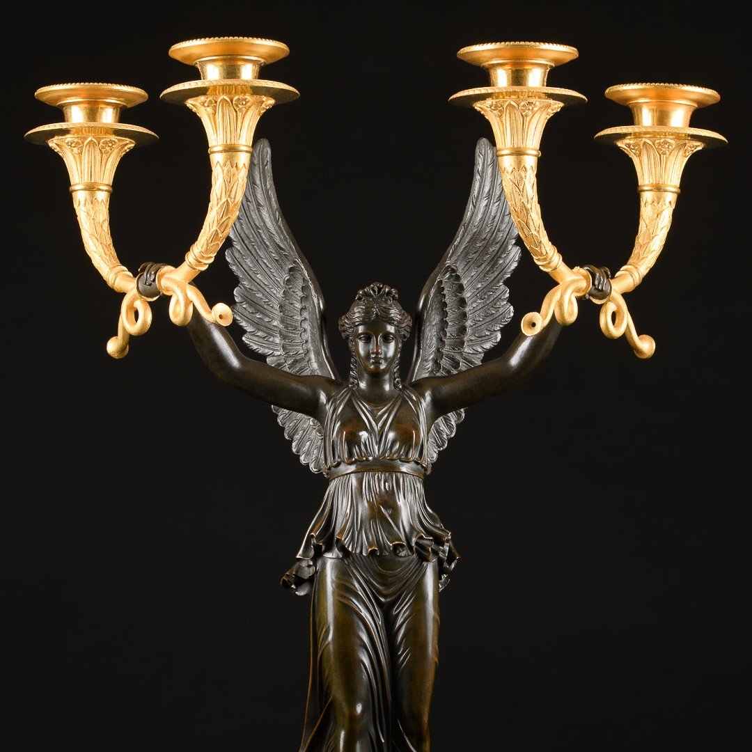 Claude François Rabiat - Large Pair Of Empire Candelabra With Victories-photo-4