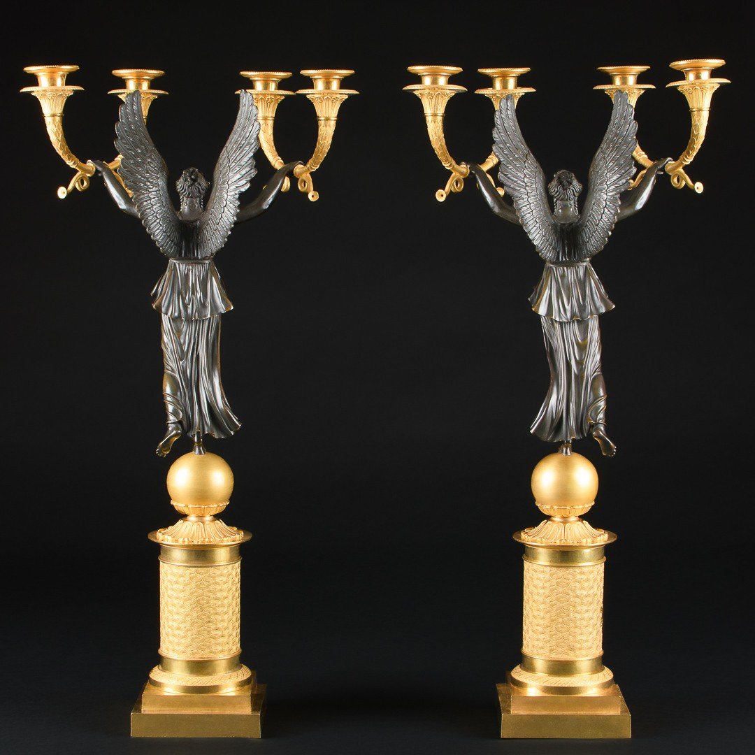 Claude François Rabiat - Large Pair Of Empire Candelabra With Victories-photo-6