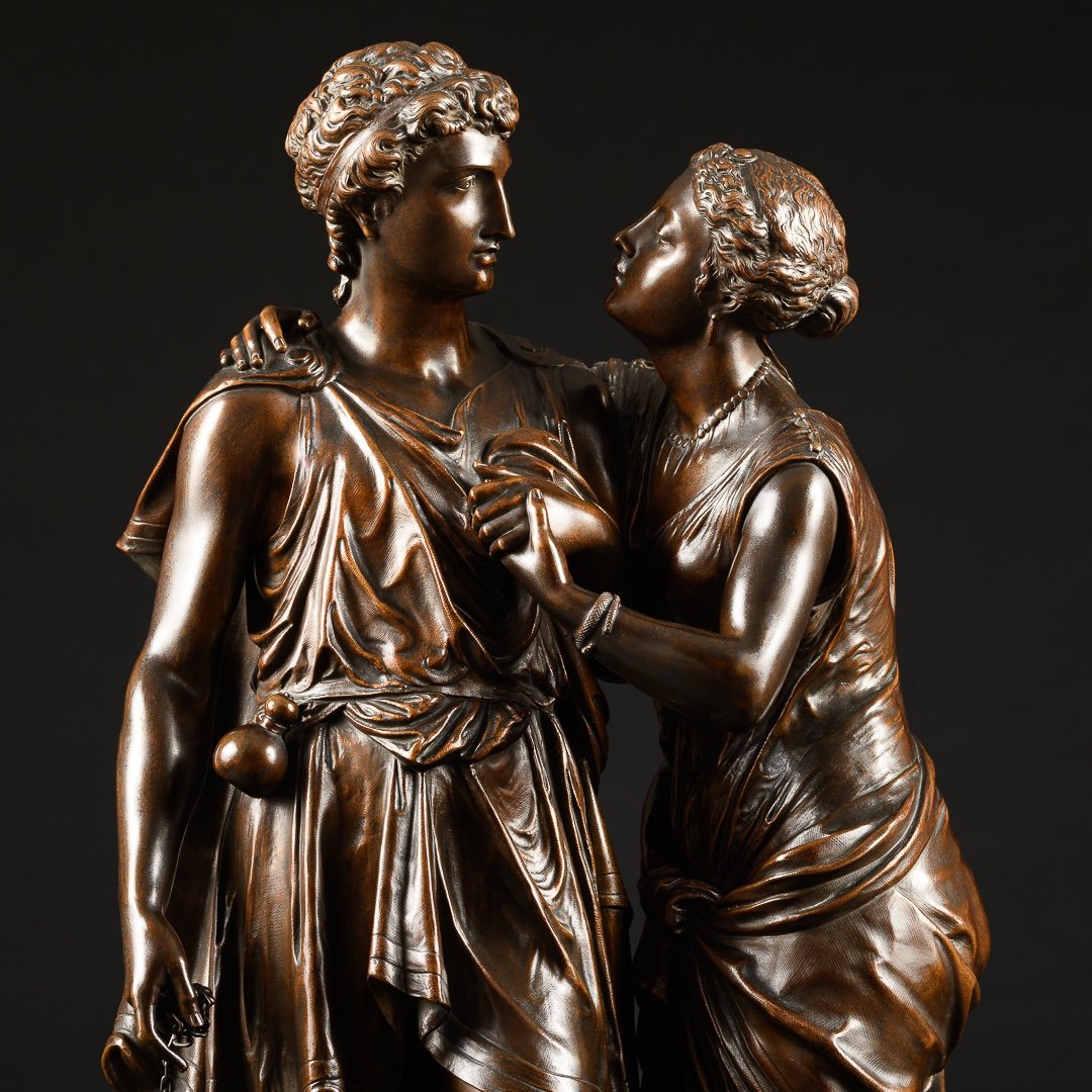 Large Bronze Sculpture “ Allegory Of Loyalty ” Signed Jean - Louis Grégoire (1840-1890)-photo-2