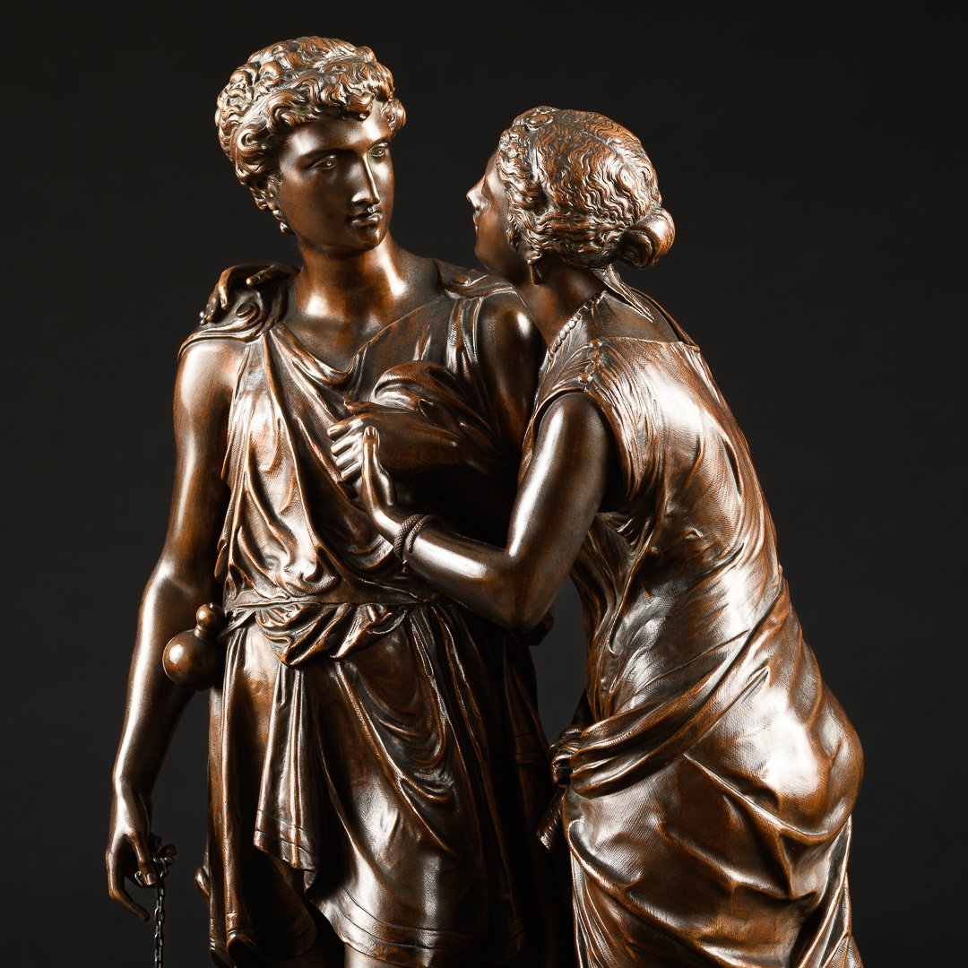 Large Bronze Sculpture “ Allegory Of Loyalty ” Signed Jean - Louis Grégoire (1840-1890)-photo-1
