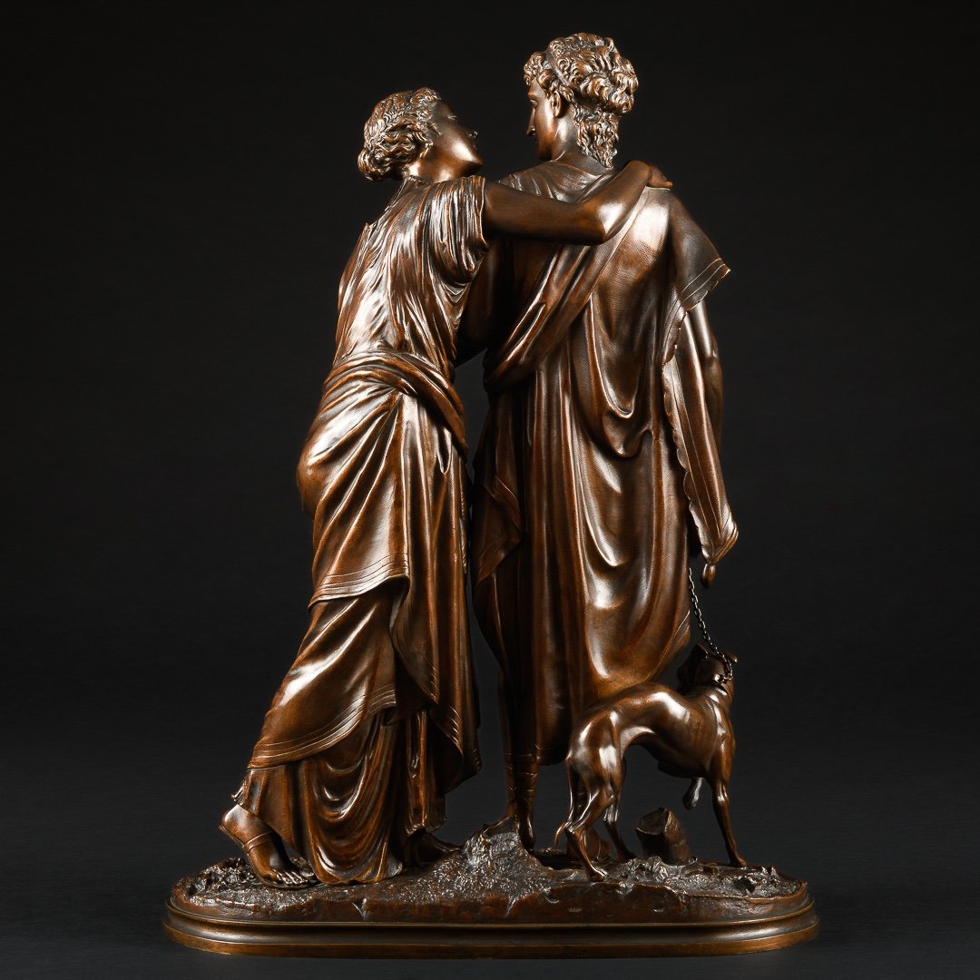 Large Bronze Sculpture “ Allegory Of Loyalty ” Signed Jean - Louis Grégoire (1840-1890)-photo-4