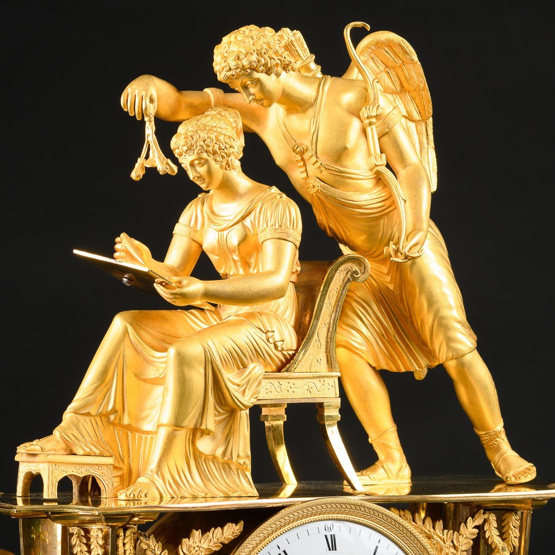 Importante Pendule D’époque Empire “ L’inspiration ”-photo-1
